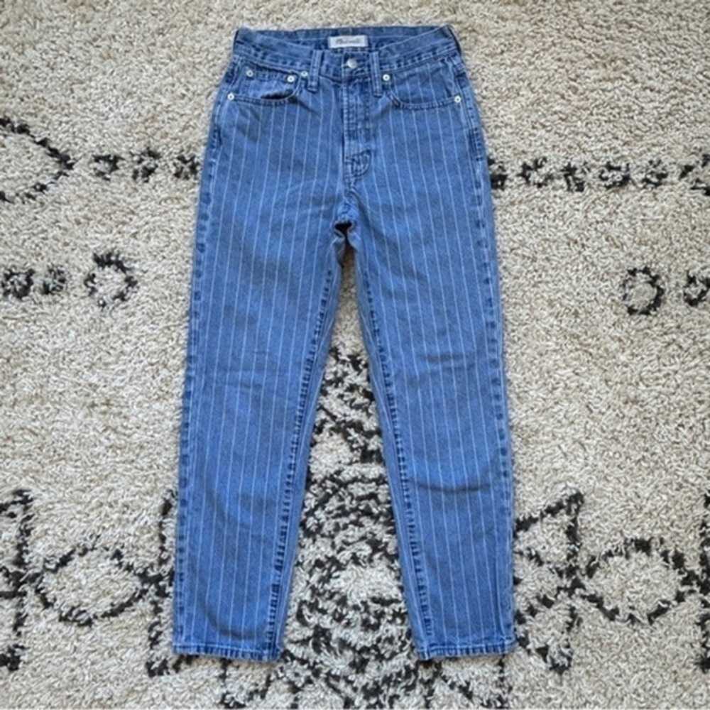 Madewell Blue Striped Skinny Jeans